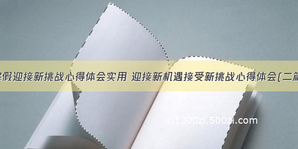 寒假迎接新挑战心得体会实用 迎接新机遇接受新挑战心得体会(二篇)