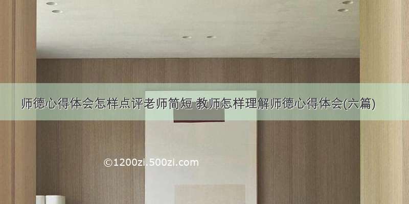 师德心得体会怎样点评老师简短 教师怎样理解师德心得体会(六篇)