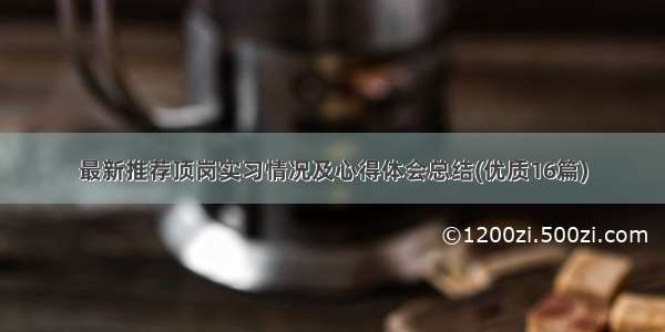 最新推荐顶岗实习情况及心得体会总结(优质16篇)