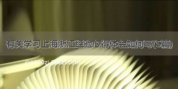 有关学习上海浙江经验心得体会如何写(5篇)