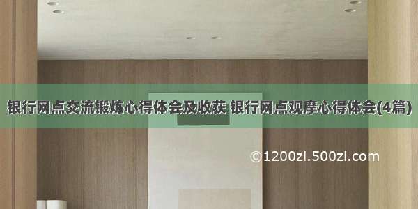 银行网点交流锻炼心得体会及收获 银行网点观摩心得体会(4篇)