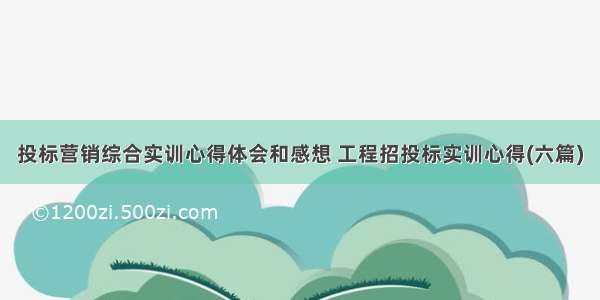 投标营销综合实训心得体会和感想 工程招投标实训心得(六篇)