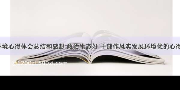 营造干事环境心得体会总结和感想 政治生态好 干部作风实发展环境优的心得体会(3篇)