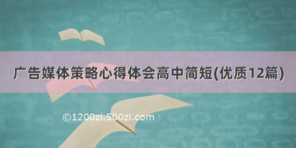 广告媒体策略心得体会高中简短(优质12篇)