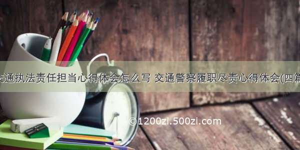 交通执法责任担当心得体会怎么写 交通警察履职尽责心得体会(四篇)