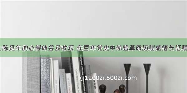 革命战士陈延年的心得体会及收获 在百年党史中体验革命历程感悟长征精神(8篇)