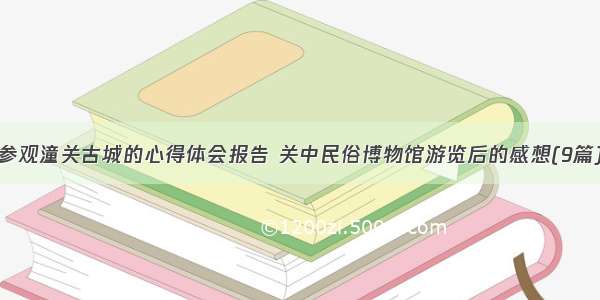 参观潼关古城的心得体会报告 关中民俗博物馆游览后的感想(9篇)