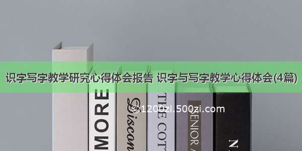 识字写字教学研究心得体会报告 识字与写字教学心得体会(4篇)