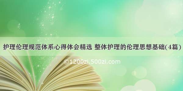 护理伦理规范体系心得体会精选 整体护理的伦理思想基础(4篇)