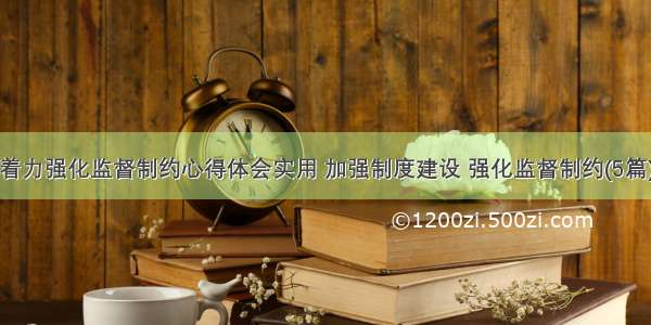 着力强化监督制约心得体会实用 加强制度建设 强化监督制约(5篇)