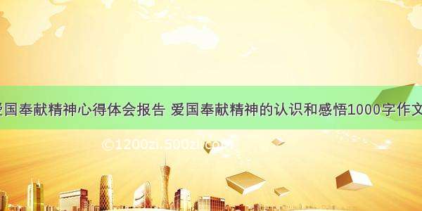 认识爱国奉献精神心得体会报告 爱国奉献精神的认识和感悟1000字作文(八篇)