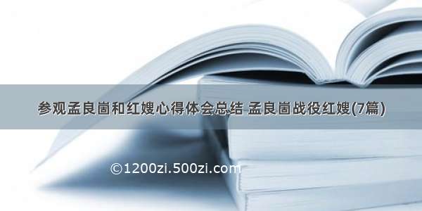 参观孟良崮和红嫂心得体会总结 孟良崮战役红嫂(7篇)