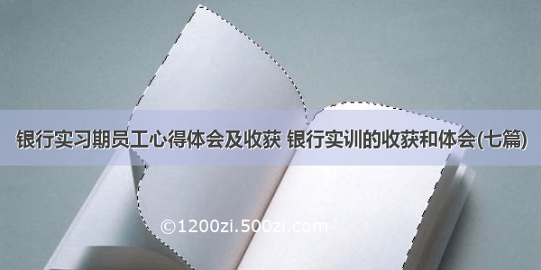 银行实习期员工心得体会及收获 银行实训的收获和体会(七篇)