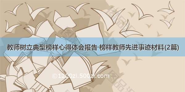 教师树立典型榜样心得体会报告 榜样教师先进事迹材料(2篇)