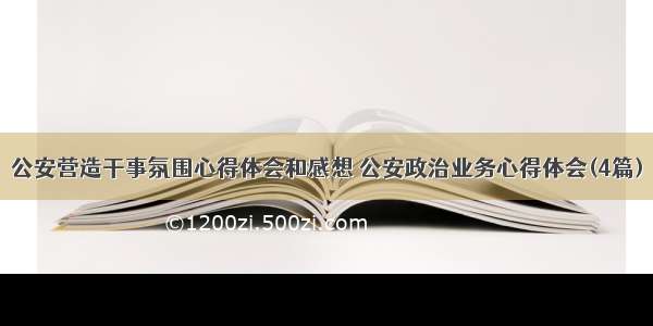 公安营造干事氛围心得体会和感想 公安政治业务心得体会(4篇)