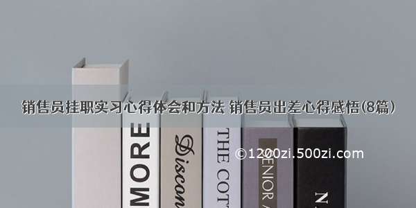 销售员挂职实习心得体会和方法 销售员出差心得感悟(8篇)