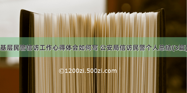 基层民警信访工作心得体会如何写 公安局信访民警个人总结(3篇)