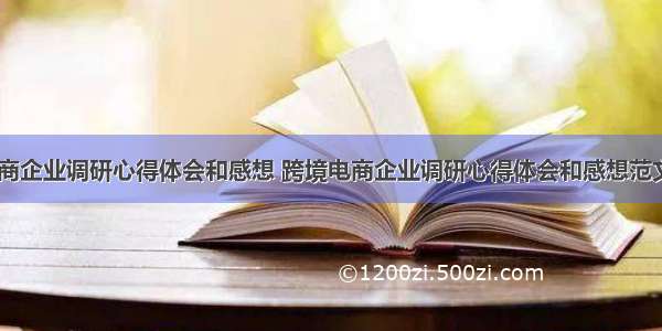 跨境电商企业调研心得体会和感想 跨境电商企业调研心得体会和感想范文(三篇)