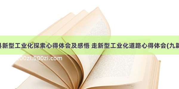 县新型工业化探索心得体会及感悟 走新型工业化道路心得体会(九篇)