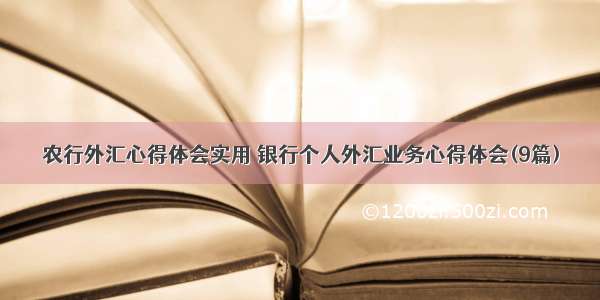 农行外汇心得体会实用 银行个人外汇业务心得体会(9篇)