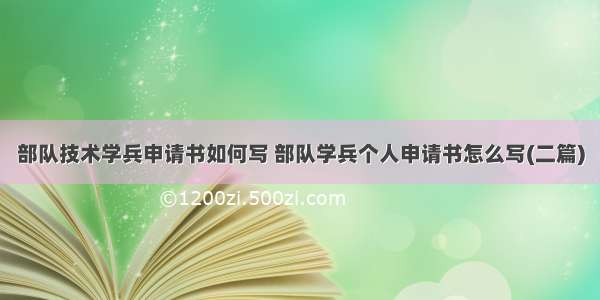 部队技术学兵申请书如何写 部队学兵个人申请书怎么写(二篇)