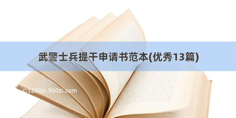 武警士兵提干申请书范本(优秀13篇)