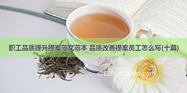 职工品质提升提案范文范本 品质改善提案员工怎么写(十篇)