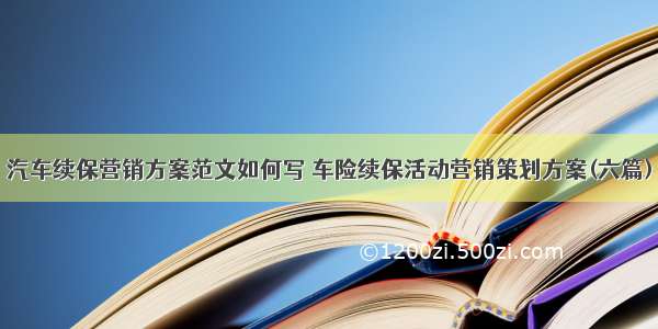 汽车续保营销方案范文如何写 车险续保活动营销策划方案(六篇)