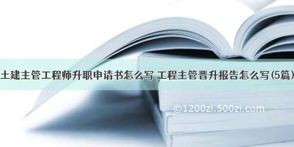 土建主管工程师升职申请书怎么写 工程主管晋升报告怎么写(5篇)