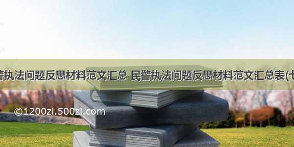 民警执法问题反思材料范文汇总 民警执法问题反思材料范文汇总表(七篇)