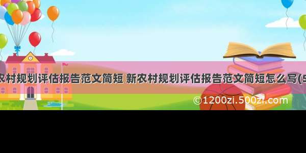 新农村规划评估报告范文简短 新农村规划评估报告范文简短怎么写(5篇)