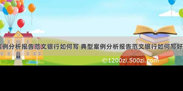 典型案例分析报告范文银行如何写 典型案例分析报告范文银行如何写好(六篇)