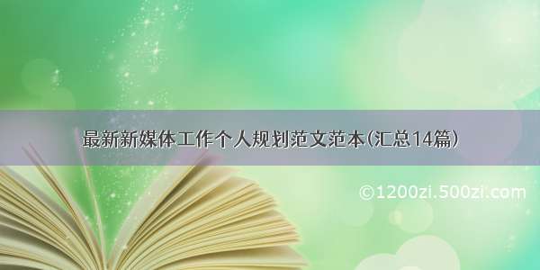 最新新媒体工作个人规划范文范本(汇总14篇)