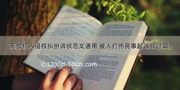 无故打人侵权纠纷诉状范文通用 被人打伤民事起诉状(7篇)