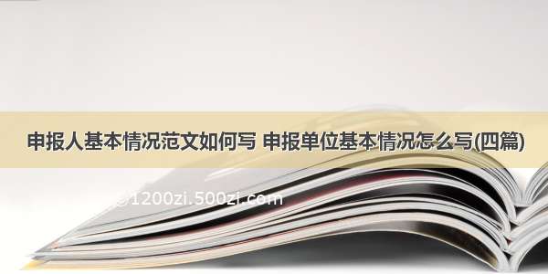 申报人基本情况范文如何写 申报单位基本情况怎么写(四篇)