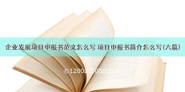 企业发展项目申报书范文怎么写 项目申报书简介怎么写(六篇)