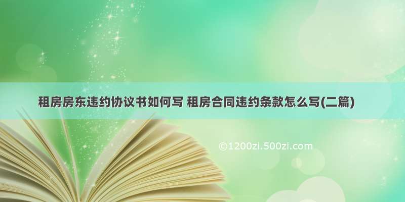 租房房东违约协议书如何写 租房合同违约条款怎么写(二篇)