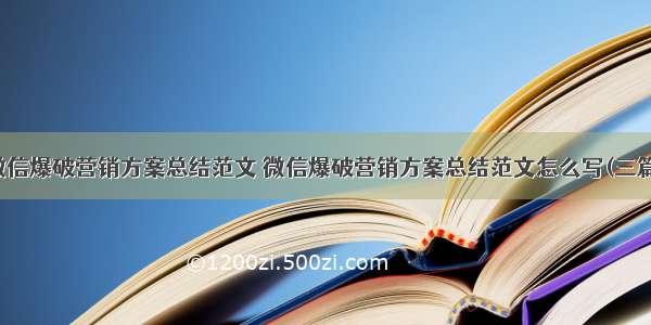 微信爆破营销方案总结范文 微信爆破营销方案总结范文怎么写(三篇)