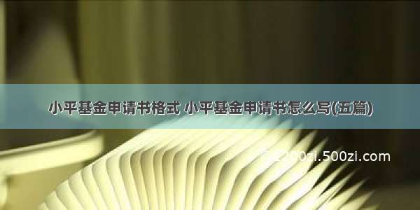 小平基金申请书格式 小平基金申请书怎么写(五篇)