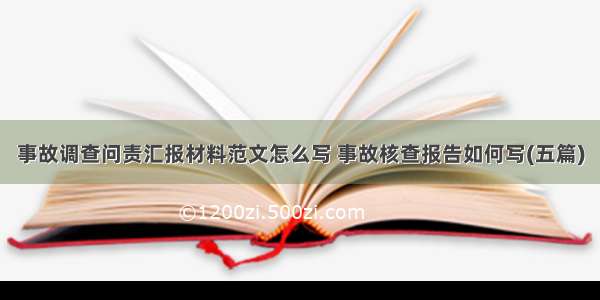 事故调查问责汇报材料范文怎么写 事故核查报告如何写(五篇)