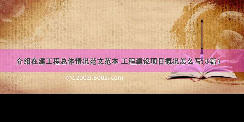 介绍在建工程总体情况范文范本 工程建设项目概况怎么写(3篇)