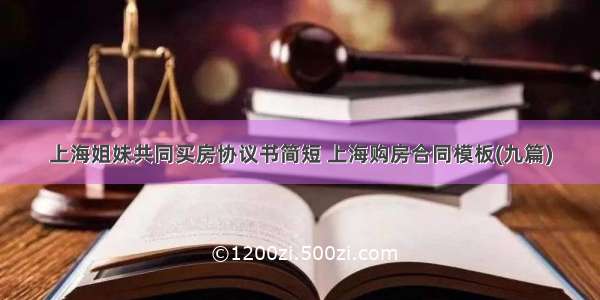 上海姐妹共同买房协议书简短 上海购房合同模板(九篇)