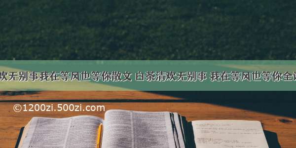 白茶清欢无别事我在等风也等你散文 白茶清欢无别事 我在等风也等你全诗(二篇)