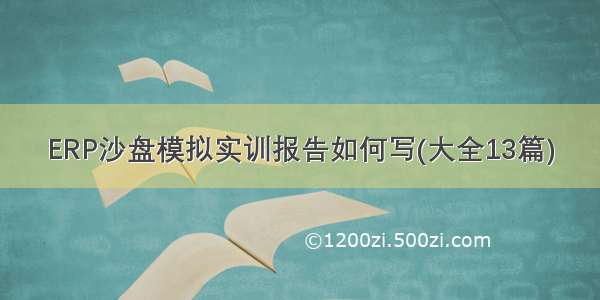 ERP沙盘模拟实训报告如何写(大全13篇)