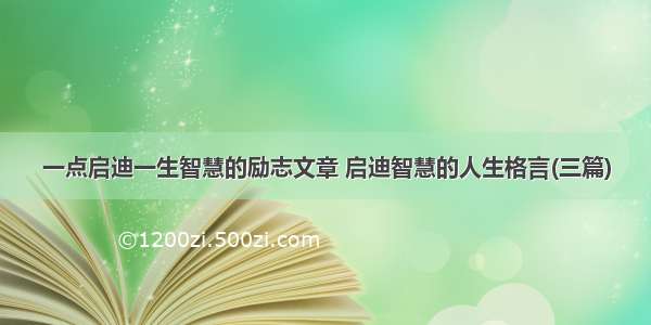 一点启迪一生智慧的励志文章 启迪智慧的人生格言(三篇)