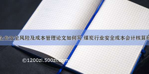 我国煤炭企业安全风险及成本管理论文如何写 煤炭行业安全成本会计核算研究(三篇)