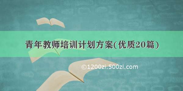 青年教师培训计划方案(优质20篇)