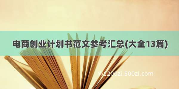 电商创业计划书范文参考汇总(大全13篇)