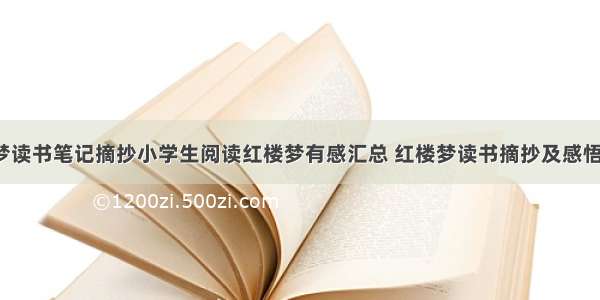 红楼梦读书笔记摘抄小学生阅读红楼梦有感汇总 红楼梦读书摘抄及感悟(2篇)