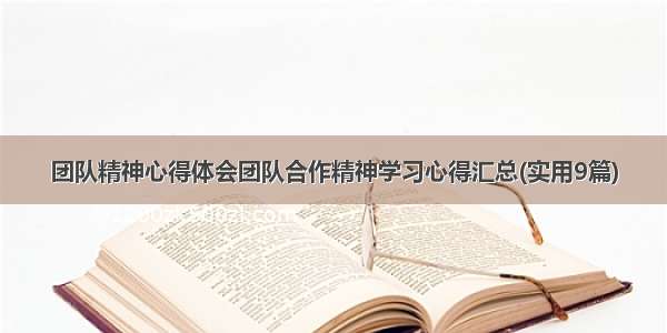 团队精神心得体会团队合作精神学习心得汇总(实用9篇)